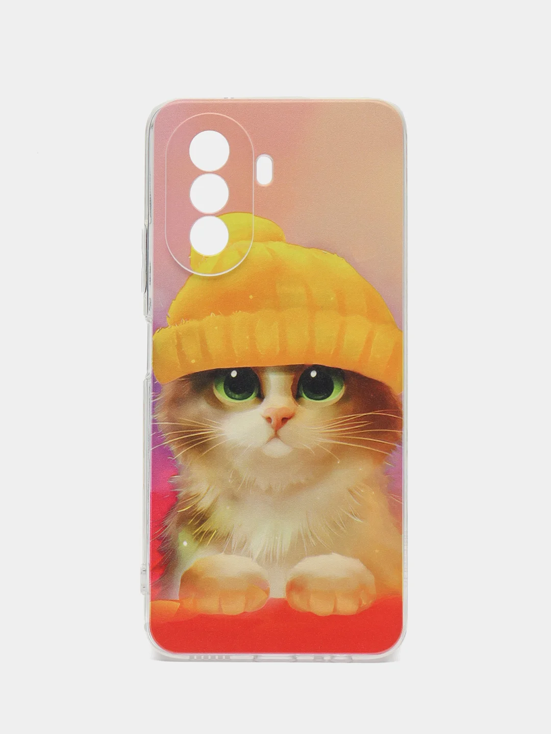 Желтый силиконовый чехол на Huawei Nova Y70 / Хуавей Нова Y70, с рисунком, защита камеры