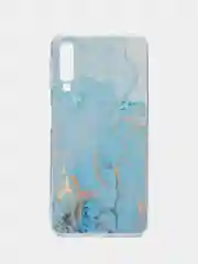 Светло-синий силиконовый чехол на Samsung Galaxy A7 2018 / Самсунг A7 2018 с рисунком, защита камеры
