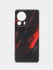 Красный силиконовый чехол на Xiaomi 13 Lite / Сяоми 13 Лайт прозрачный, с рисунком, защита камеры