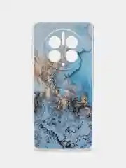 Голубой силиконовый чехол на Huawei Mate 50 Pro / Хуавей Мате 50 Про, с рисунком, защита камеры