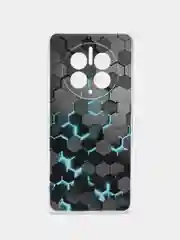 Бирюзовый силиконовый чехол на Huawei Mate 50 Pro / Хуавей Мате 50 Про, с рисунком, защита камеры