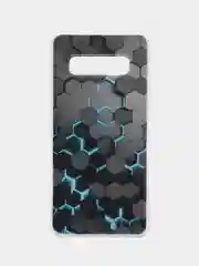 Бирюзовый чехол на Samsung Galaxy S10 Plus / Самсунг S10 Plus прозрачный, с рисунком, защита камеры