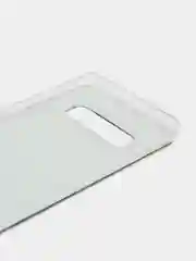 Бирюзовый чехол на Samsung Galaxy S10 Plus / Самсунг S10 Plus прозрачный, с рисунком, защита камеры