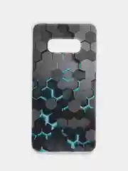 Бирюзовый силиконовый чехол на Samsung Galaxy S10E / Самсунг S10E с рисунком, защита камеры