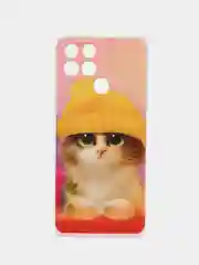 Желтый чехол на Infinix SMART 6 / Инфиникс Смарт 6 прозрачный, с рисунком, защита камеры