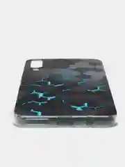 Бирюзовый силиконовый чехол на Samsung Galaxy A7 2018 / Самсунг A7 2018 с рисунком, защита камеры