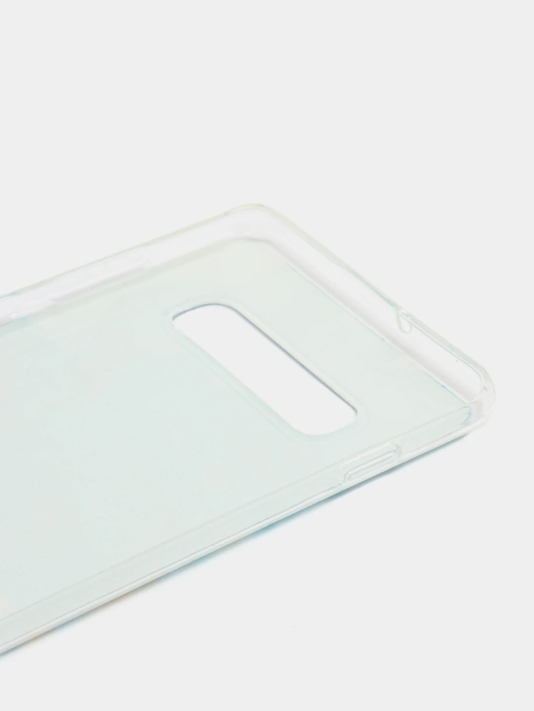 Светло-синий чехол на Samsung Galaxy S10 Plus / Самсунг S10 Plus прозрачный, с рисунком, защита камеры