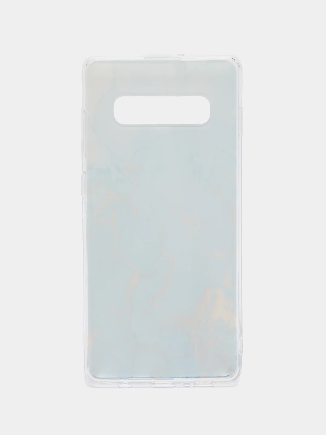 Светло-синий чехол на Samsung Galaxy S10 Plus / Самсунг S10 Plus прозрачный, с рисунком, защита камеры