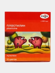 Пластилин 12 цветов 240 г, "Гамма" "Мультики", со стеком