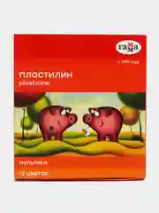 Пластилин 12 цветов 240 г, "Гамма" "Мультики", со стеком