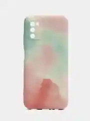 Бирюзовый накладка для Samsung A03S, силиконовая "Акварель"