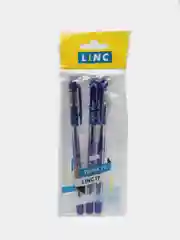 Набор шариковых ручек LINC GLYCER, 0,70 мм, 3 шт., синий, резиновый грип