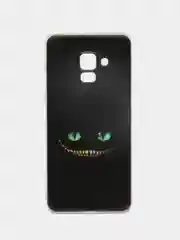 Черный силиконовый чехол на Samsung Galaxy A8 2018 / Самсунг A8 2018 с рисунком, защита камеры