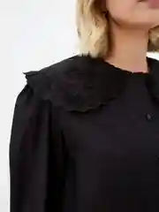 Черный блузка женская из хлопка с декоративным отложным воротником Incity
