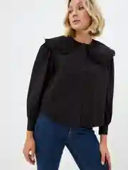 Черный блузка женская из хлопка с декоративным отложным воротником Incity