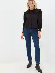 Черный блузка женская из хлопка с декоративным отложным воротником Incity