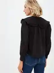 Черный блузка женская из хлопка с декоративным отложным воротником Incity