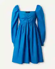 Синий платье женское в стиле baby doll из чистого хлопка Incity