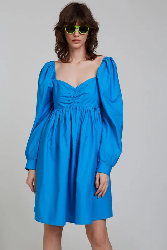 Синий платье женское в стиле baby doll из чистого хлопка Incity