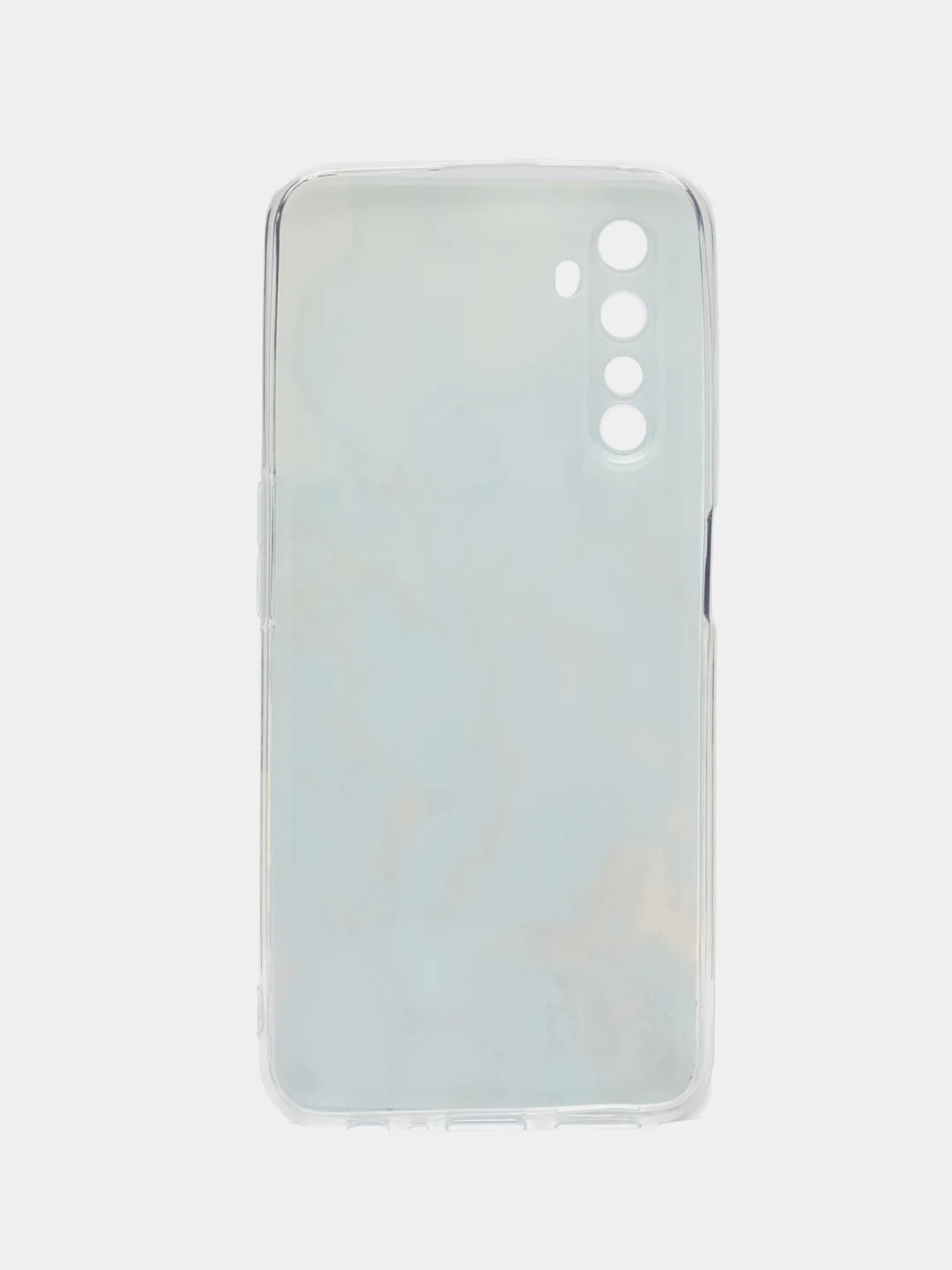 Светло-синий силиконовый чехол на Realme 6 Pro / Реалми 6 Про прозрачный, с рисунком, защита камеры