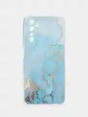 Светло-синий силиконовый чехол на Realme 6 Pro / Реалми 6 Про прозрачный, с рисунком, защита камеры
