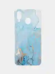 Светло-синий силиконовый чехол на Samsung Galaxy A30/A20 / Самсунг А30/А20 с рисунком, защита камеры