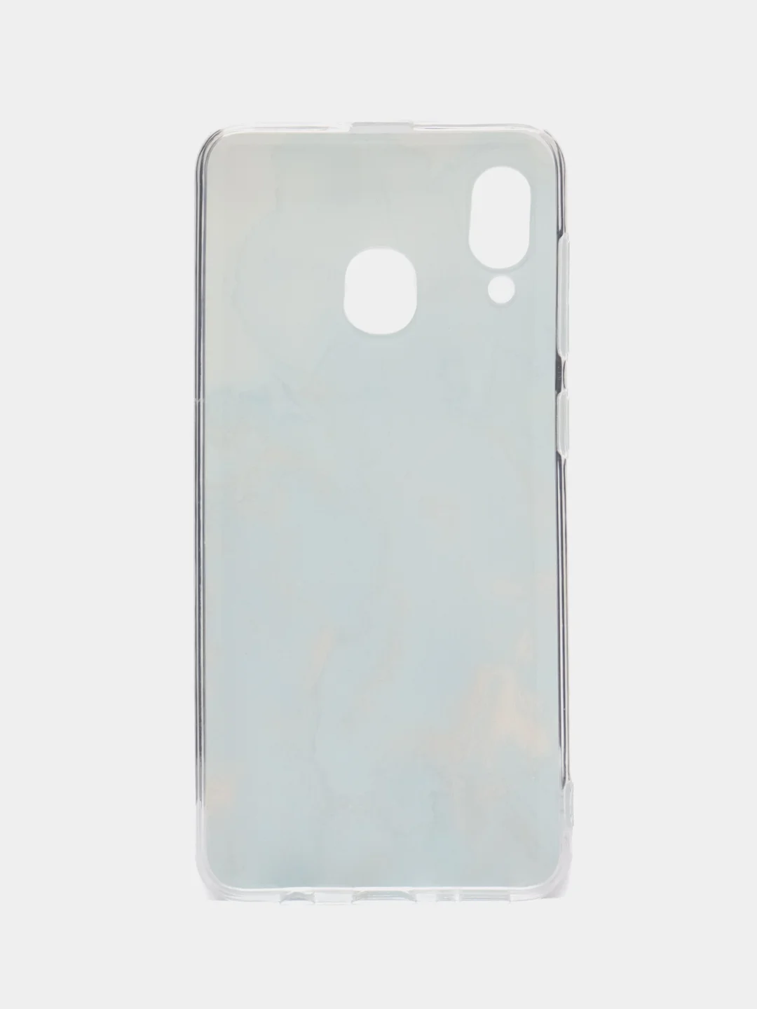 Светло-синий силиконовый чехол на Samsung Galaxy A30/A20 / Самсунг А30/А20 с рисунком, защита камеры