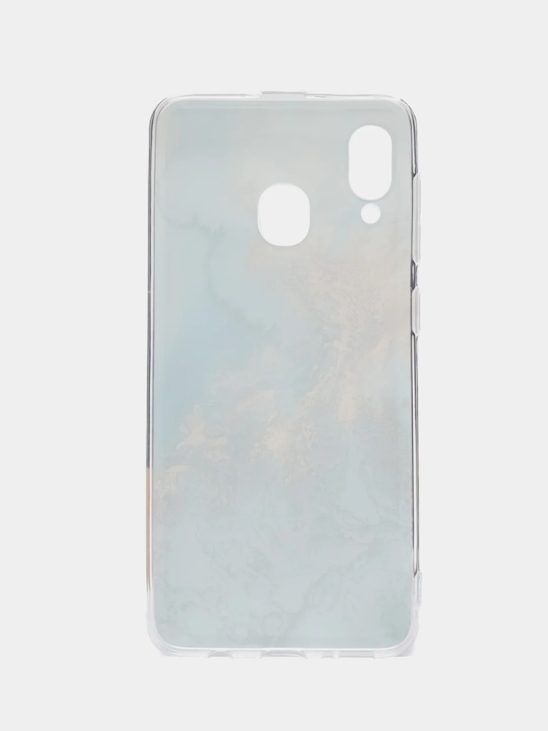 Голубой силиконовый чехол на Samsung Galaxy A30/A20 / Самсунг А30/А20 с рисунком, защита камеры