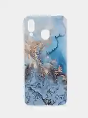 Голубой силиконовый чехол на Samsung Galaxy A30/A20 / Самсунг А30/А20 с рисунком, защита камеры