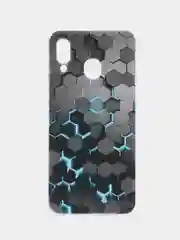Бирюзовый силиконовый чехол на Samsung Galaxy A30/A20 / Самсунг А30/А20 с рисунком, защита камеры