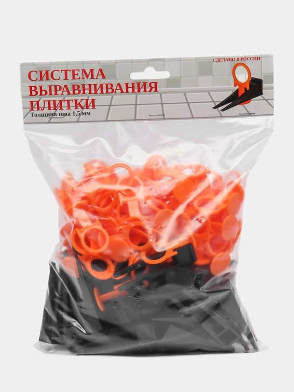 Система выравнивания плитки СВП. Зажим 1,5 мм - 100 шт, Клин - 50 шт