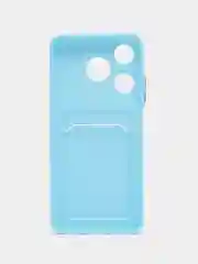Голубой чехол для Tecno Spark 10/Spark 10C (Техно Спарк 10/10С), с карманом для карт
