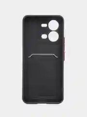 Черный чехол силиконовый для Vivo V25/V25E (Виво В25/В25Е), с карманом для карт