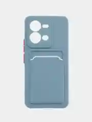 Синий меланж чехол силиконовый для Vivo V25/V25E (Виво В25/В25Е), с карманом для карт