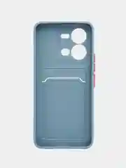 Синий меланж чехол силиконовый для Vivo V25/V25E (Виво В25/В25Е), с карманом для карт