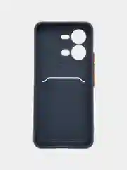 Темно-синий чехол силиконовый для Vivo V25/V25E (Виво В25/В25Е), с карманом для карт
