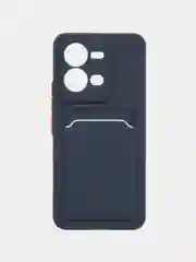 Темно-синий чехол силиконовый для Vivo V25/V25E (Виво В25/В25Е), с карманом для карт