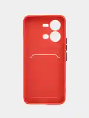 Коралловый чехол силиконовый для Vivo V25/V25E (Виво В25/В25Е), с карманом для карт