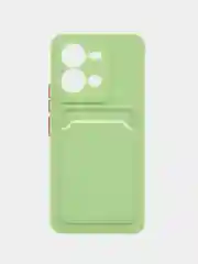 Зеленый чехол силиконовый для Vivo V25/V25E (Виво В25/В25Е), с карманом для карт