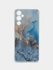 Голубой силиконовый чехол на Tecno Pova 4 / Текно Пова 4 прозрачный, с рисунком, защита камеры