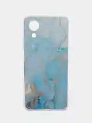 Светло-синий силиконовый чехол на Oppo A17K/Оппо A17К, прозрачный, с рисунком, защита камеры
