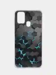 Бирюзовый силиконовый чехол на Samsung Galaxy M31 / Самсунг M31 с рисунком, защита камеры