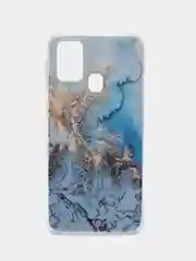 Голубой силиконовый чехол на Samsung Galaxy M31 / Самсунг M31 с рисунком, защита камеры