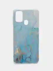 Светло-синий силиконовый чехол на Samsung Galaxy M31 / Самсунг M31 с рисунком, защита камеры