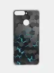 Бирюзовый чехол на Huawei Honor 7C/7A Pro/Y6 Prime 2018 / Хонор 7С, с рисунком, защита камеры