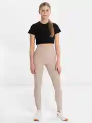 Песочный хаки лосины спортивные, в рубчик, высокая посадка