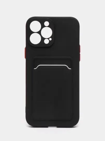 Силиконовый чехол для iPhone 13 Pro Max, с карманом для карт, прозрачный