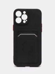 Силиконовый чехол для iPhone 13 Pro Max, с карманом для карт, прозрачный