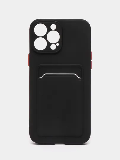 Силиконовый чехол для iPhone 13 Pro Max, с карманом для карт, прозрачный
