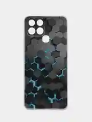 Бирюзовый чехол на Infinix SMART 6 / Инфиникс Смарт 6 прозрачный, с рисунком, защита камеры